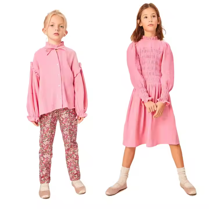 Custom Kids Blouses & Cotton Muslin Dress for Girls Spring Autumn Matching Sister Outfits With Smocking