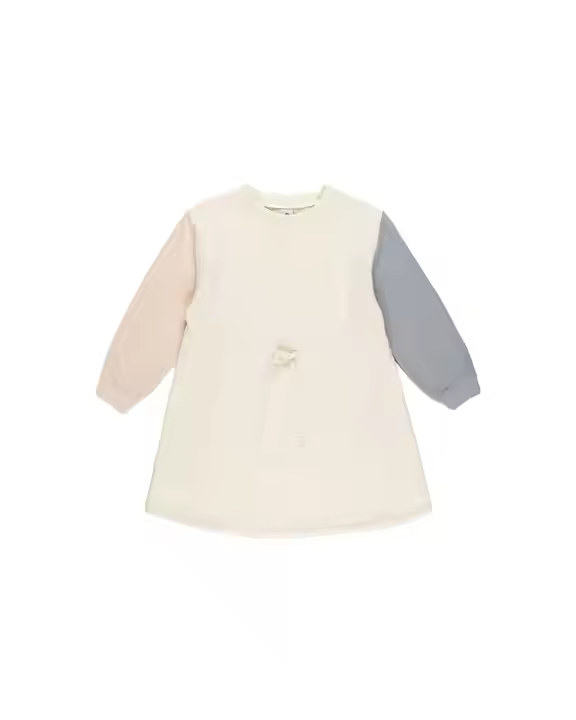 New Design Guangzhou Manufacture Fashion Kids Girls Casual Dress Patchwork Contrast Color Sleeve Dress Children Clothes