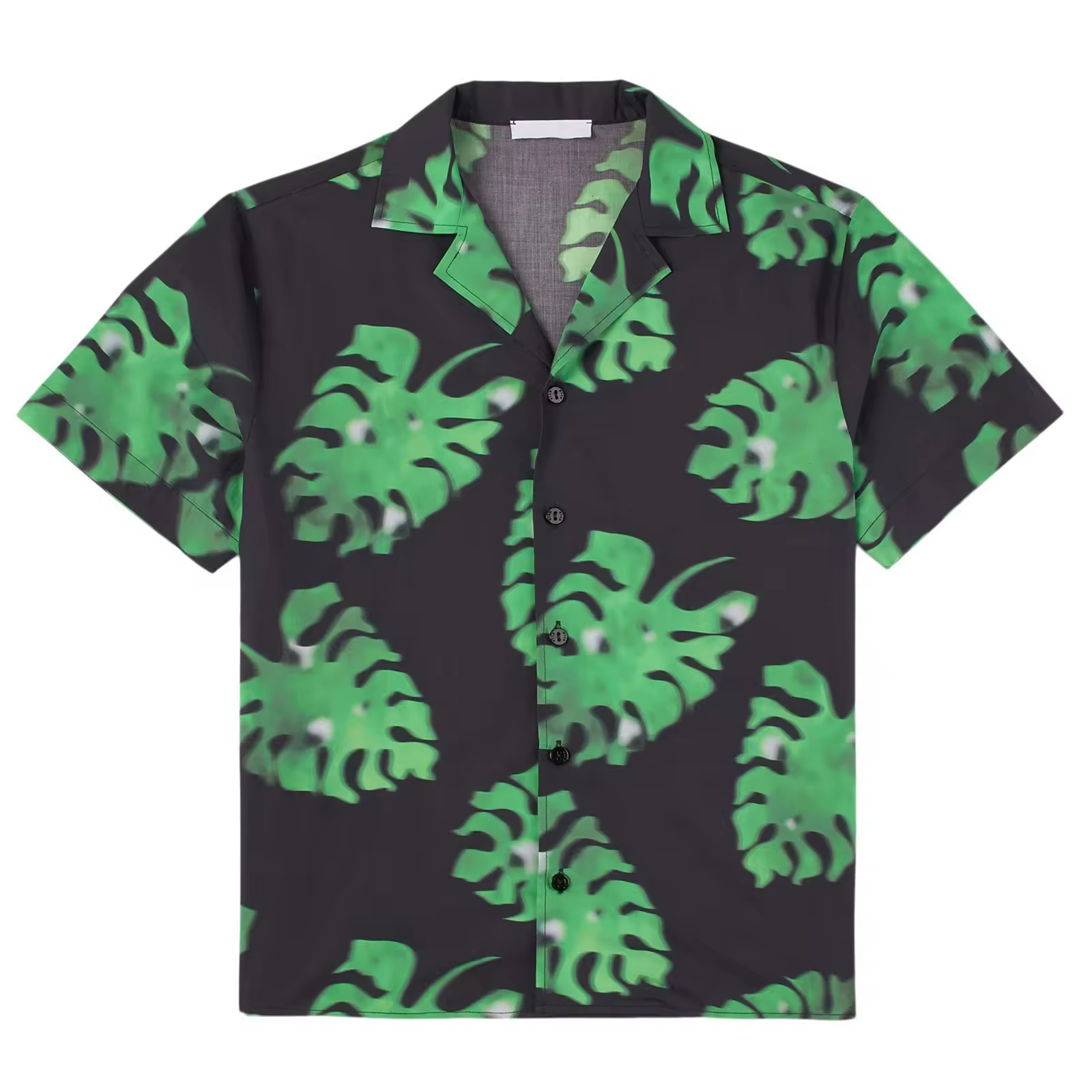 Custom Logo Summer Leaf Pattern Reactive Print Digital Printed Kids Shirts for Boys Soft Woven Casual Short Sleeves Collar