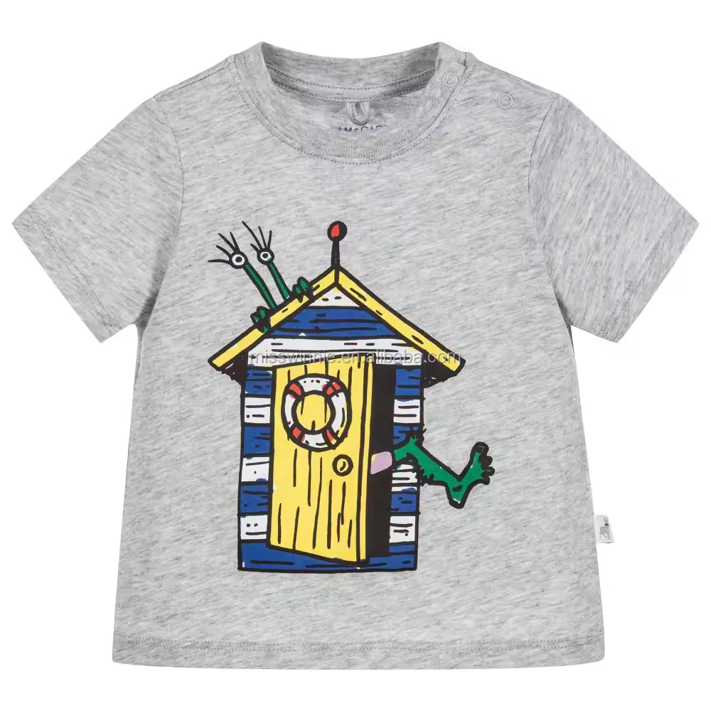 OEM Customized Children Fashion T-shirts Latest T-shirt Designs for Boys 100% Cotton Fabric Casual Style Guangzhou Kids Clothes