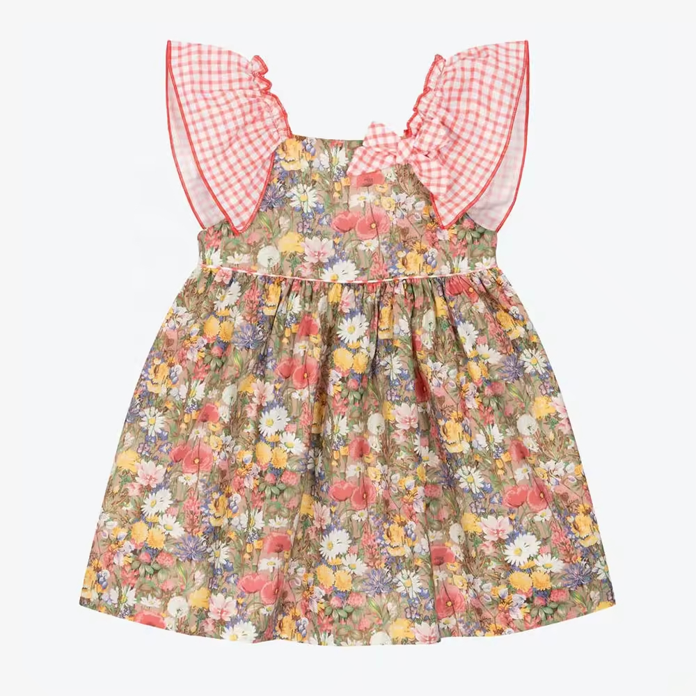 Custom Factory Price Organic Cotton Children Girls Strap Dress With Print Flower Wholesale Toddler Baby Girl Skirt Factory