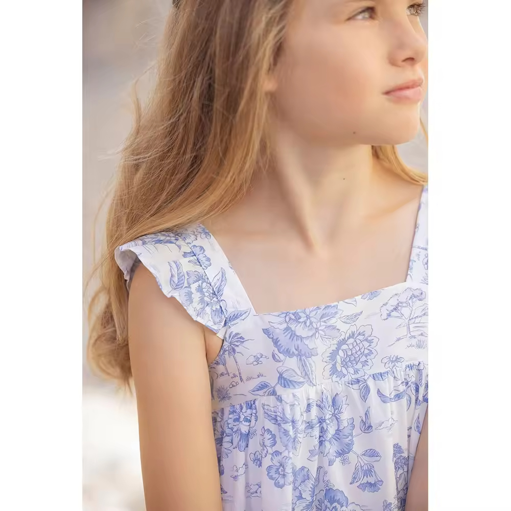 Custom 2024 New Arrival White slip Children Girls Dresses With Print Flower Factory Price Boutique Baby Girl Dress Kids Clothin