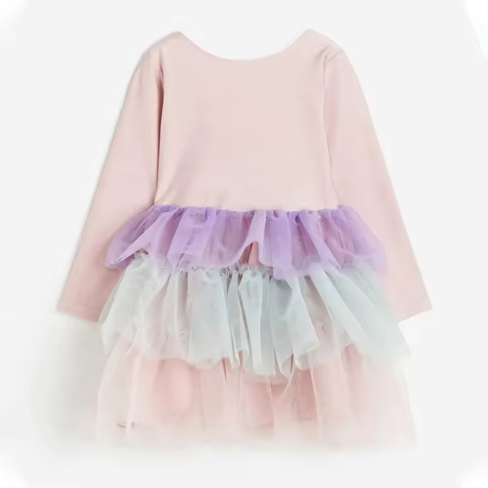 Custom Hot Sell pink Kids Girls Dresses With Layer Tulle Lace Children Teenage Youth Girl Tutu Dresses in Summer