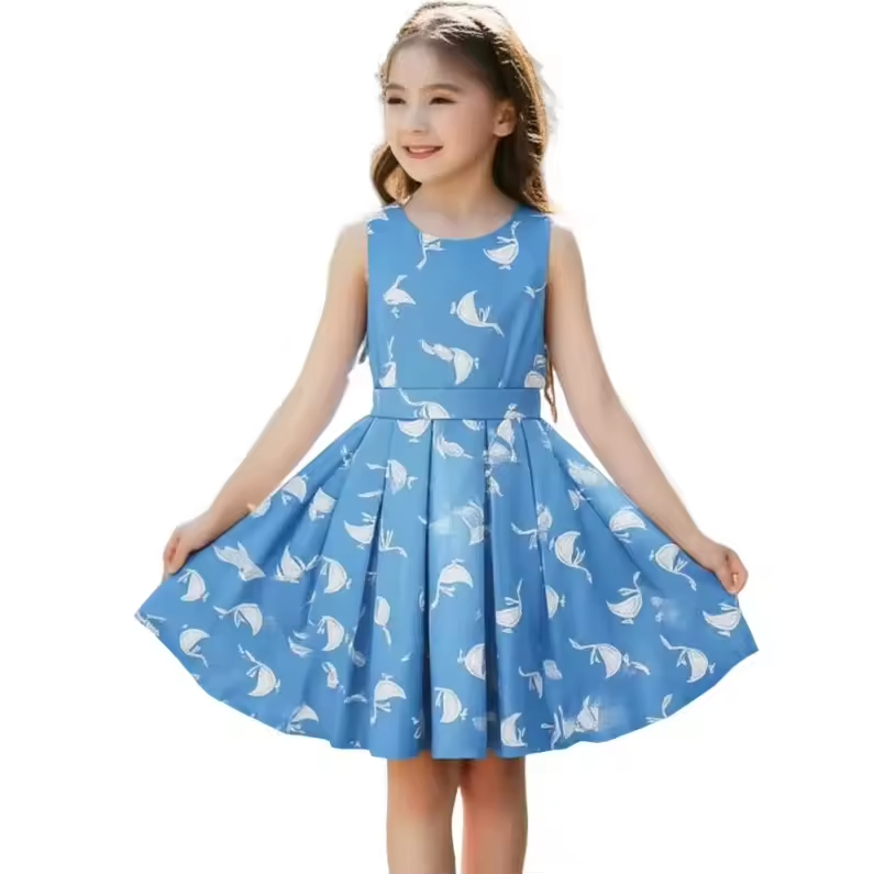 Princess Child Dress Flower Girls' Party Dresses Pleated Belt New Design Factory Custom