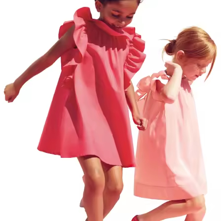 OEM & ODM Girls' Elegant Knee-Length Dress Sleeveless with Ruffles Formal Summer Fashion in Chiffon for Children