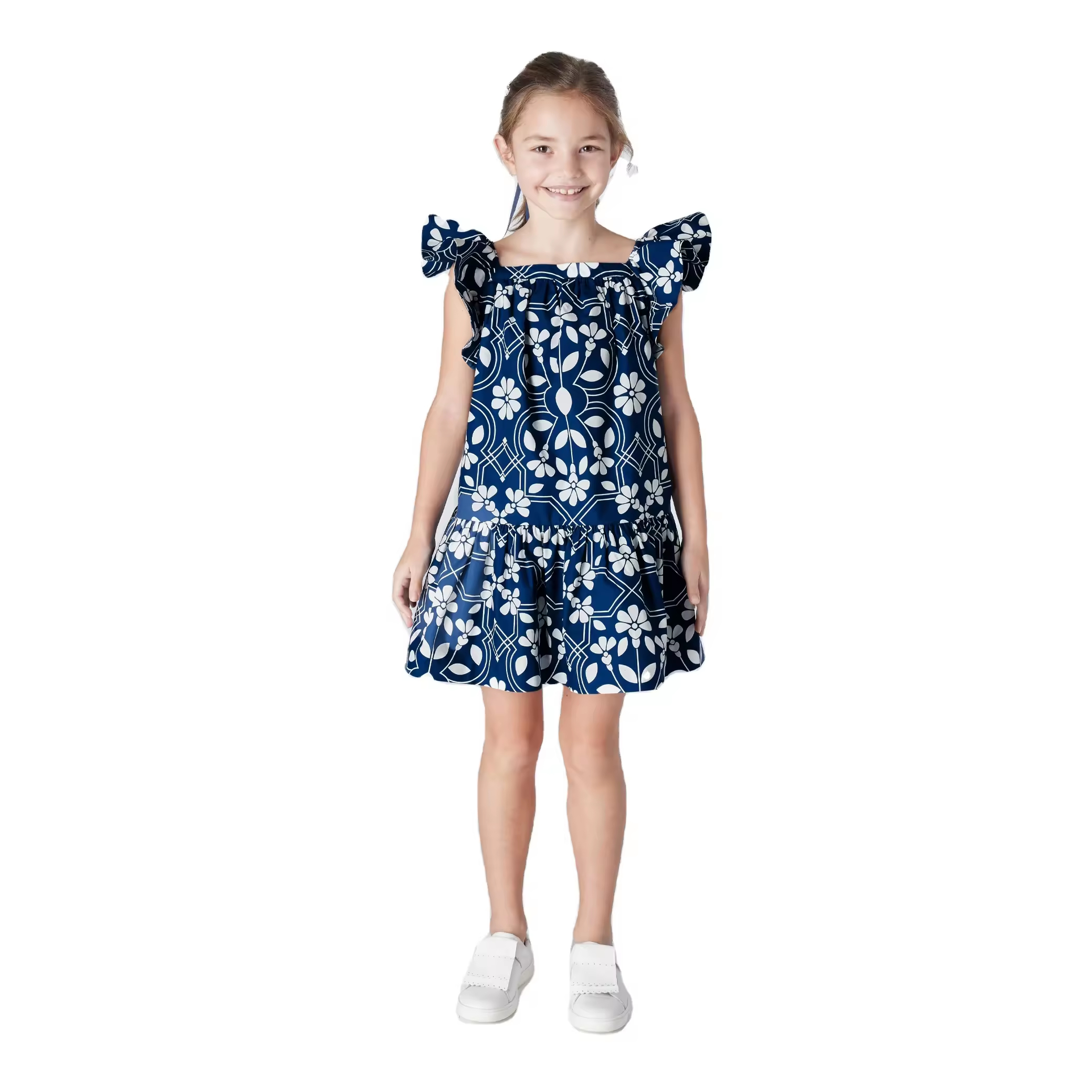 Custom Kids Clothing Girls Allover Printing Ruffles Summer Toddler Dress