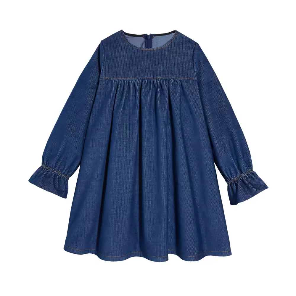Manufacturer Fashion Design Girl Frock Kids Denim Frock Dress