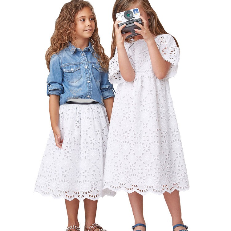 OEM Newest Design Fashion Sweet White Embroidery Dress and Skirt High End Quality Girls' Bridesmaid Dresses